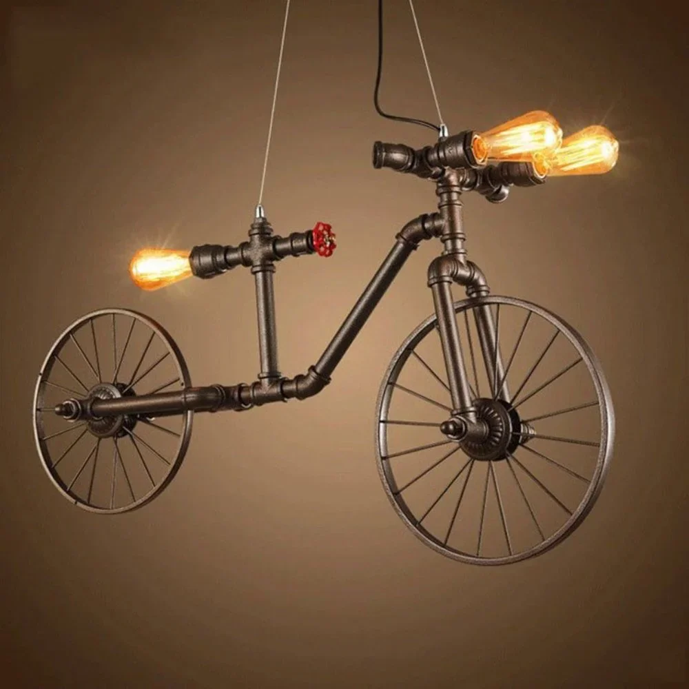 Hanging Bicycle Chandelier / Wall Light Rustic Decor & Industrial Art